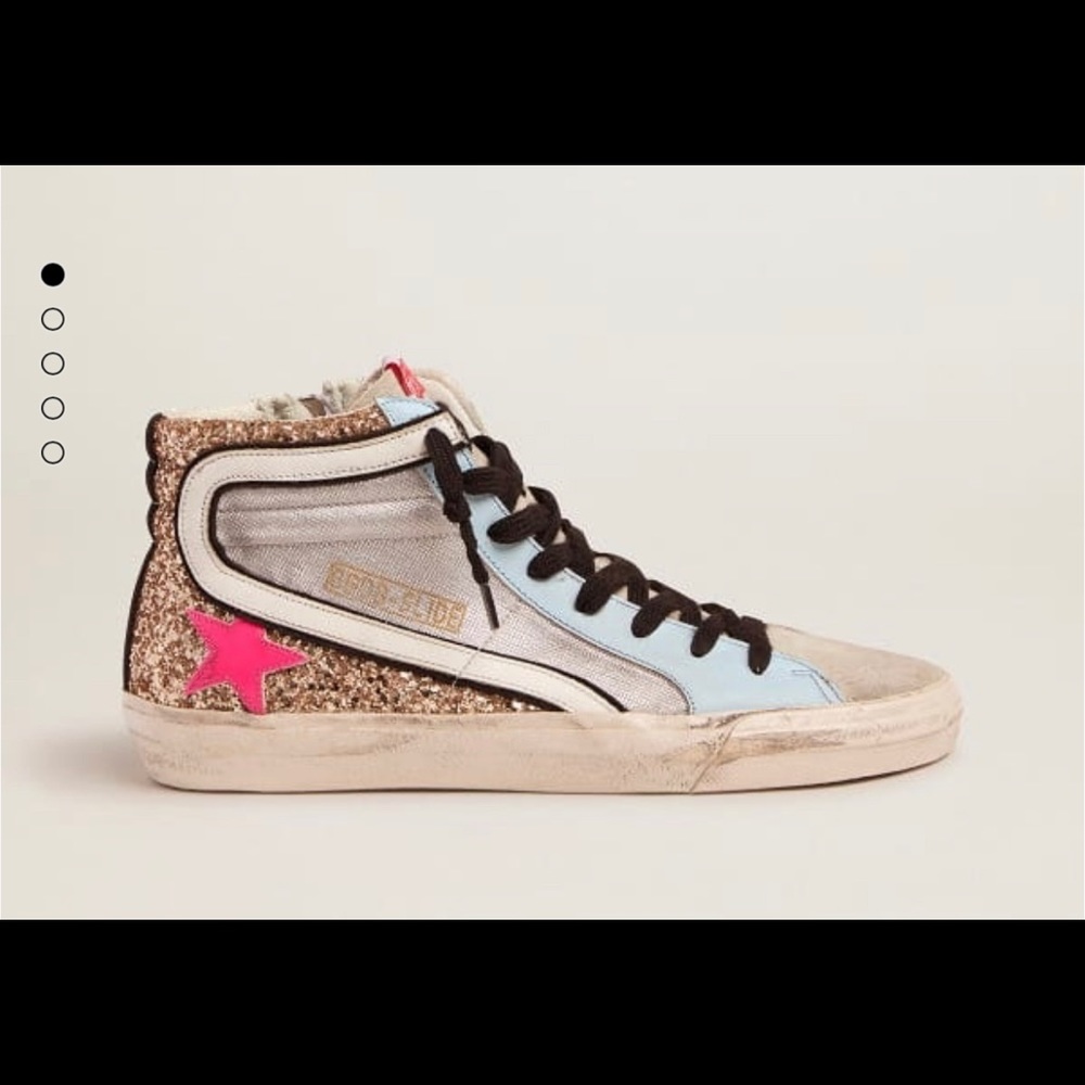 Golden Goose- Slide LTD sneakers with glitter and fuchsia star